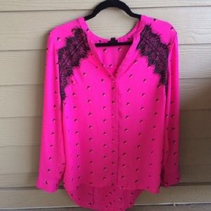 Wortgington Button-up Lace Detail Top